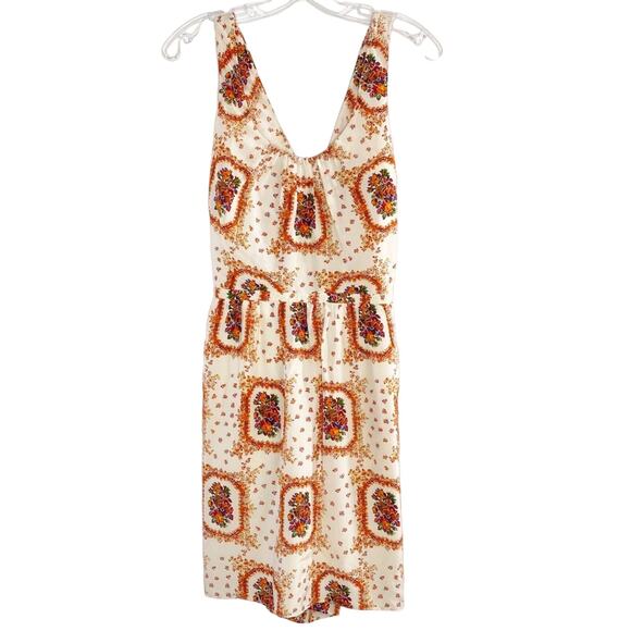 Madewell 100% Silk sleeveless fully lined twist open back patterned dress size 6 - Picture 6 of 10